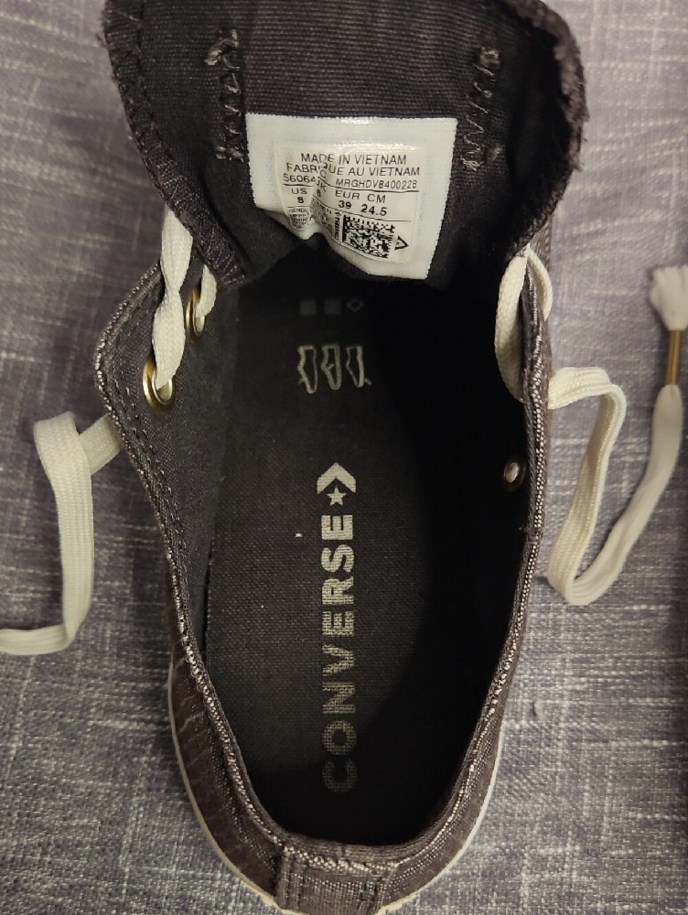 Converse Chuck Taylor All Star Ox Washed Linen Low Top Sneakers Grey Gold Accent - Picture 12 of 15